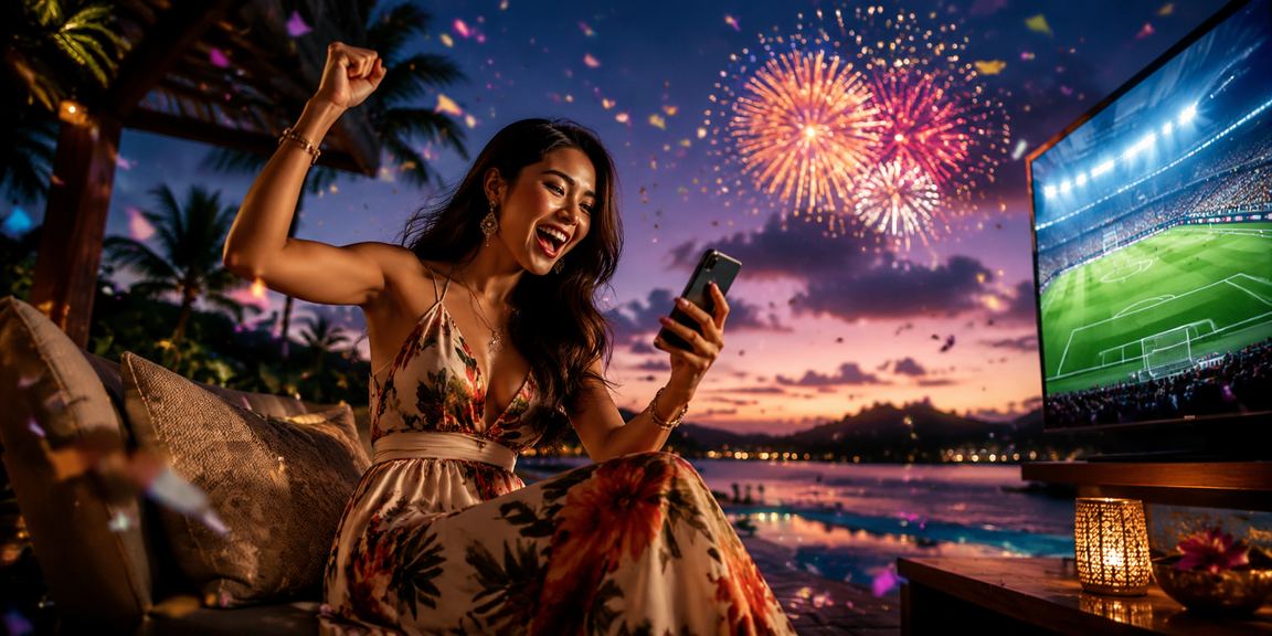 Pemain menikmati hiburan taruhan casino di tepi pantai yang indah